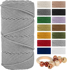 Light Gray Macrame Cord 5Mm X 109 Yards, 100M Colorful Handmade Natural Cotton