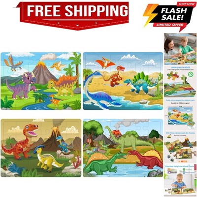 Puzzles for Kids Ages 3-5 4-6, 24 Pieces Dinosaur Wooden Jigsaw Puzzles for T...