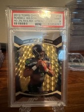 Marketplace image: RUSSELL WILSON 2012 Topps CHROME Red Zone Rookie Superfractor 1/1 PSA 9