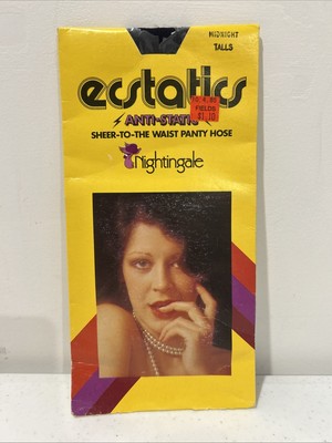 Vintage Ecstatics Sheer To Waist Pantyhose AntiStatic Nightingale Midnight Talls