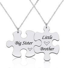 YALLNASL Big Sister Little Brother Matching Gifts Necklaces - Puzzle Pieces for