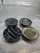 Set of Four Hand Painted Ceramic Dishes Made In England Vintage