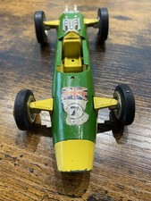 Vintage Triang Mini Hi-way Series Racing Car #7 Union Jack Diecast Yellow Green.