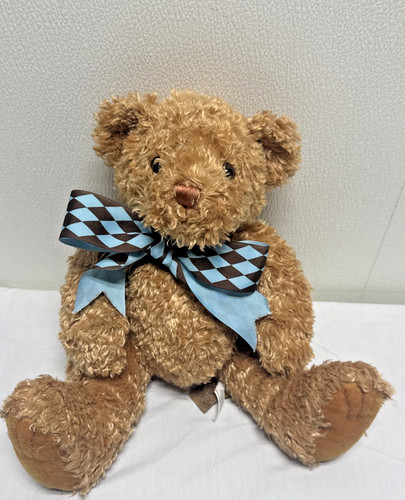 First & Main Tucker Brown Teddy Bear Ribbon Bow Plush Stuffed Toy #1715