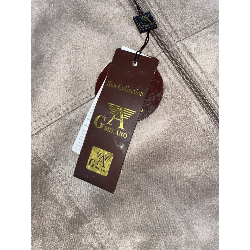 Chaqueta de Cuero Gamuza AG Milano Hecha en Italia Marrón Claro M Hombres Nueva con Etiquetas Talla XL Foto 3 de 4