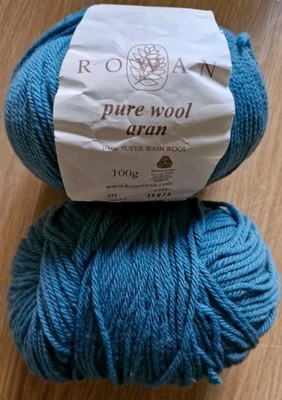 Wolle ROWAN Pure Wool Aran 2 x 100g blau 100% Schurwolle
