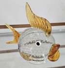 Vintage Arte Murano ICET Hand Blown Art Glass Puffer Fish Figurine Paperweight