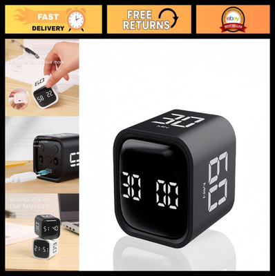 Rechargeable Digital Cube Pomodoro Timer - Custom Countdown, Vibration Alarm, 5/