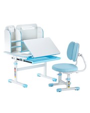 Kids Study Chair and Desk with Bookshelf  Drawer Height Adjustable Blue