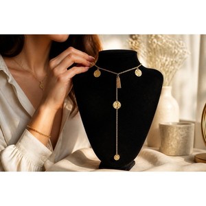 Authentic Area Stars Women's 14k Gold-Plated Lariat Coin Necklace Y-Shape One size