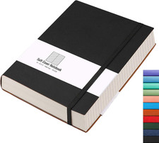 B5 Lined Journal Notebook 320 Numbered Pages Leather Softcover 100 GSM Black