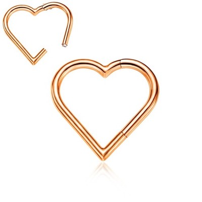 2 Pcs Heart Daith Piercing Jewelry, Hypoallergenic Clicker Hoop, 16G Rook Car...