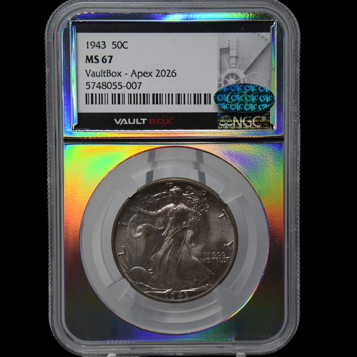 MS 67 Graded 1943 Year Liberty Walking Half Dollars (1916-1947