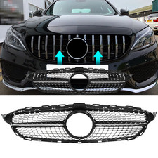 Kühlergrill Diamant Schwarz für Mercedes W205 C-Klasse 15-18 S205 A205 Glänzend Kühlergrill Diamant Schwarz für Mercedes W205 C-Klasse 15-18 S205 A205 Glänzend