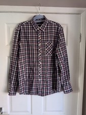 Harvey And Jones Koszula z długim rękawem w kratę Fioletowa Granatowa Biała Rozmiar L Kieszeń