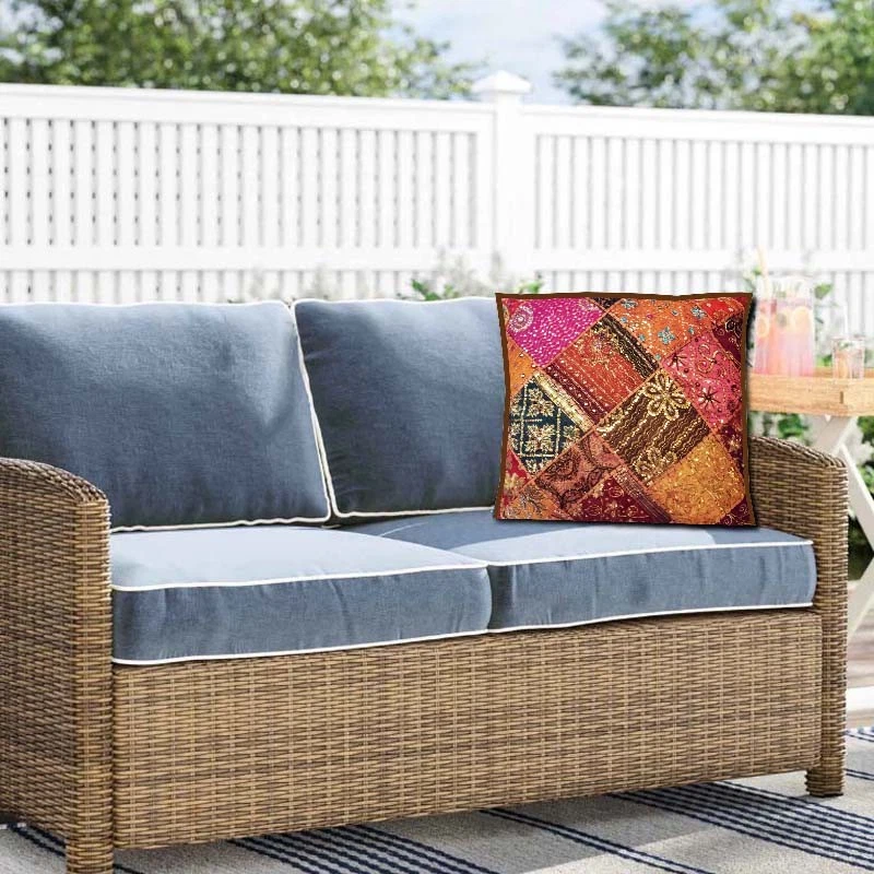 Funda de Cojín Decorativa Decoración del Hogar 30 x 30 pulgadas Boho Funda de Almohada para Sofá Boho con Cuentas Foto 4 de 4