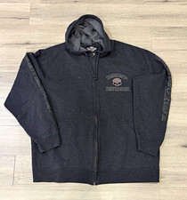 Harley-Davidson Genuine MotorClothes Men  s XL Gray Full Zip Hooded Skull Hoodie