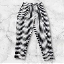 Jean Paul Gaultier Sept Premieres Polyester Striped Tapered Pants Black/White 40