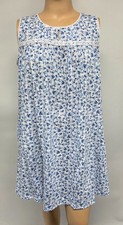 3X NWT Croft  Barrow Sleeveless Knit Nightgown Blue Floral Cotton Blend