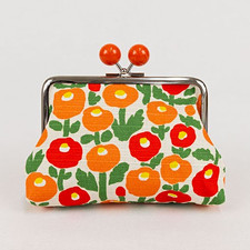 Women&rsquo;s Kiss Lock Coin Purse Wallet Floral Flower White Orange Red Green