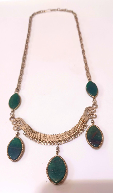 Green Silver Vintage Necklace Unknown Materials