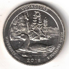2018-P Brilliant Uncirculated Voyageurs National Park (MN) 25 Cent Coin!