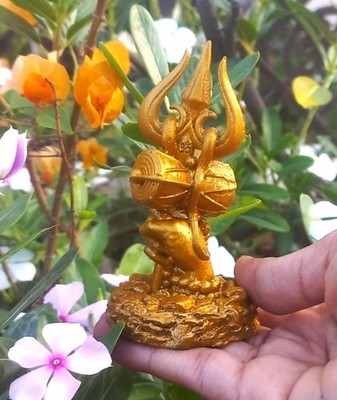 4 Zoll Lord Shiva religiöses Trishul Damru Idol Auto Armaturenbrett Haus...