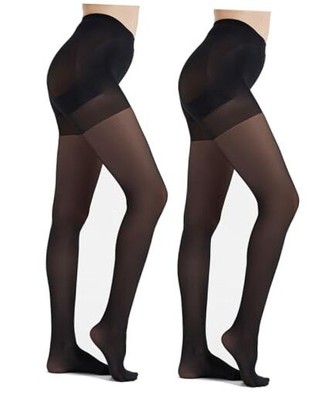  2 Pairs Tights for women - 40D Control Top Pantyhose - Sculpt Large Black