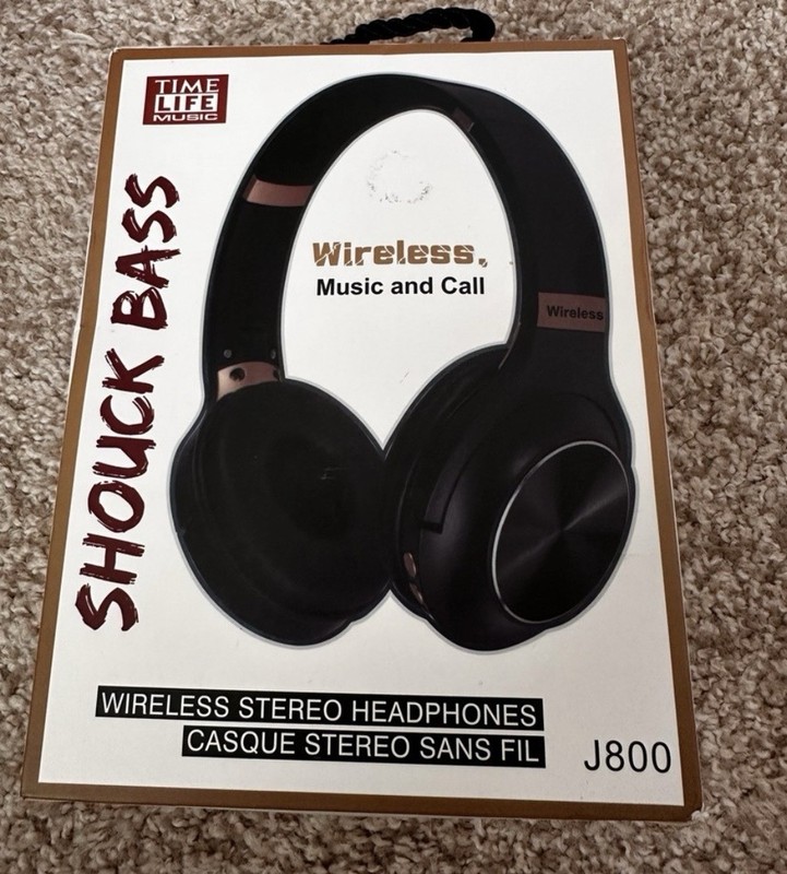 Time Life Music J800 Bluetooth Wireless Over-Ear Headband Headphones White/Gold