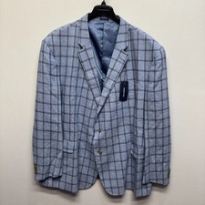 NWT Stafford Men Linen Blend Blazer Jacket Size 58 BLong Big Long C116 -22