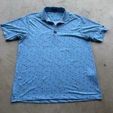 Bad Birdie Polo Shirt Mens XL Blue Boats Golf Performance Stretch Nautical Print
