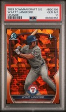 2023 BOWMAN DRAFT WYATT LANGFORD CHROME SAPPHIRE ORANGE /25 PSA 10