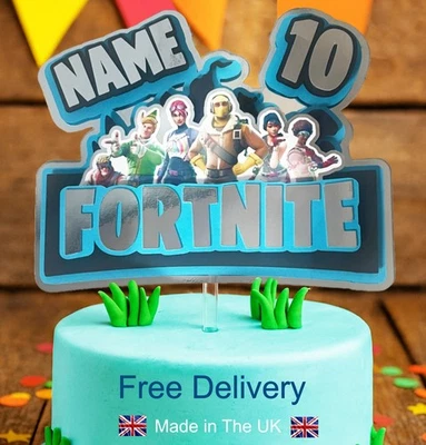 STEF BENNETT ART Fortnite Cake Topper Personalised with Name, Age & Birthday Theme