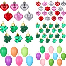 64 Pieces Valentine's Heart Shaped Ornaments Heart Shaped Baubles St Patrick'...