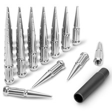 M14x1.5 Spike Lug Nuts Chrome 32 Pcs, 14mm x 1.5 Spline Spiked Lug Nuts for C...