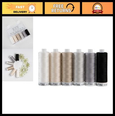 50wt Cotton Sewing Thread Set 6-Pack - 1200 Yard Spools in Neutral Colors