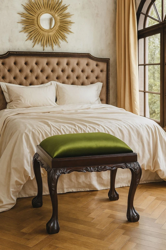 Historischer Sitzhocker für Schminktisch Hocker Antik Fusshocker Sitzbank - Bild 3 von 4