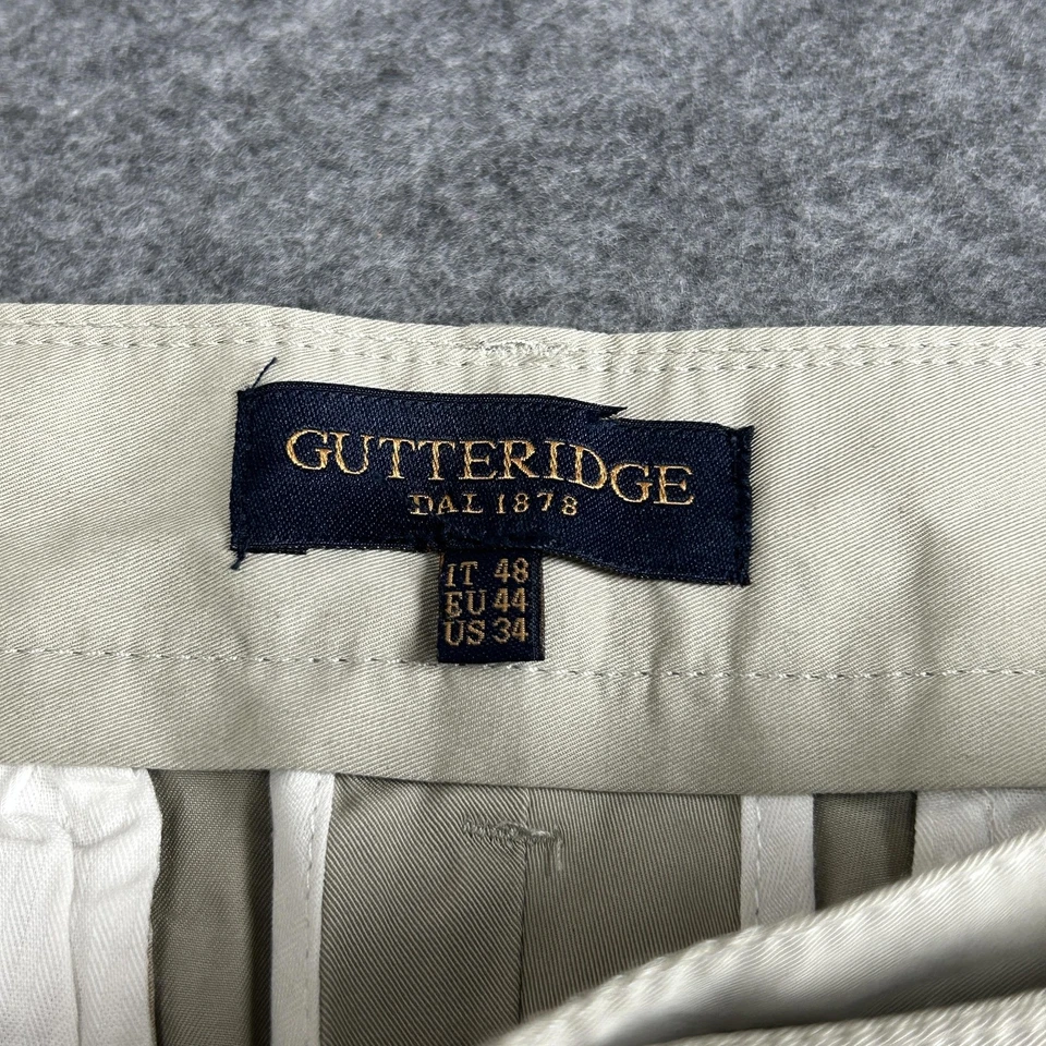 Gutteridge Pants Mens 34 Slim Fit Ecru Beige Chino, Cotton Slack-Chin Italy 48 - Immagine 4 di 4