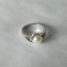 Sterling Silver 7mm AAA Quality Freshwater Pearl Ring Size 5