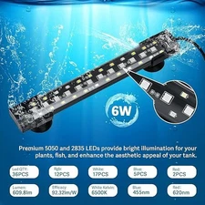 hygger 8-51" Aquarium Light Fish Tank Pond 5050 LED Strip RGB Submersible Lamp