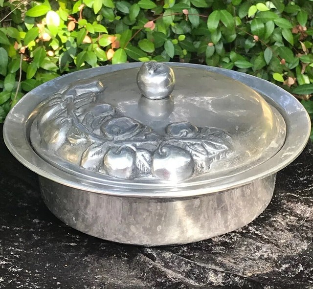 Pewter Large Round Covered Serving Dish eBay