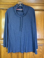 T by Talbots Sz M Heathered Blue Cowl Neck Long Sleeve Sweatshirt Casual Womens