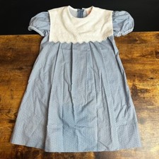 Vtg Ceil Ainsworth Eyelet Collar Dress Blue White Cottage Core Sz 6 Floral