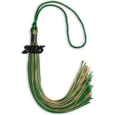 Endea Graduation Green/Antique Gold Mixed Color Tassel With Black Date Drop