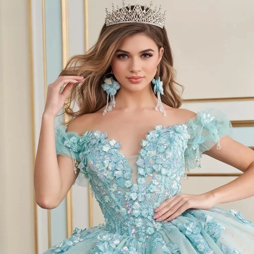 Sparkly Lavender Quinceanera Dresses Ball Gown Shiny Lace Beading Corset Sweet16 - Picture 6 of 12