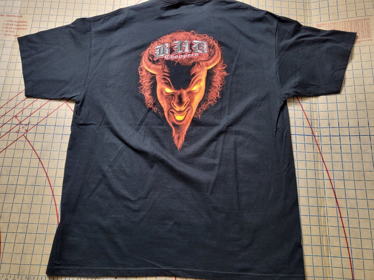Vtg B.H.D. Choppers Shirt XXL Y2K West Coast Orange County Devil