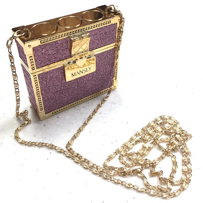 Mansly Silky-Touch 3 Matte Lipstick Set Pink Glitter Luxury Gold Chain Gift Bag