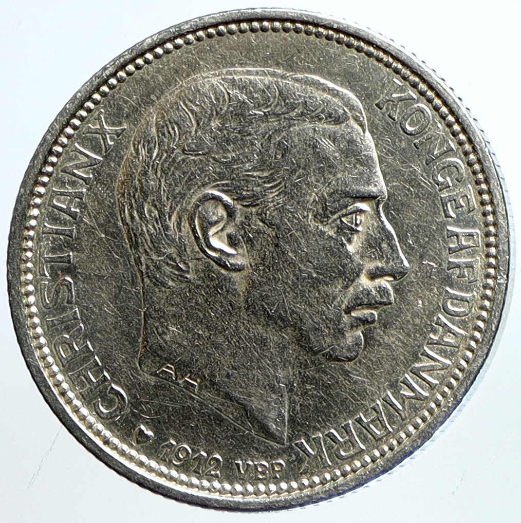 1912 DENMARK Kings CHRISTIAN X & FREDERICK VIII Silver 2 Kroner