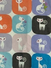 Fashion Scrubs Ladies' M Retro Cats Colorful Large Pocket Short Sleeve Vet Kids