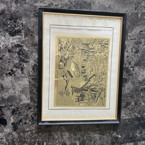 Vintage Lionel Barrymore Foil Gold Etched Shoreside Farm Print #129